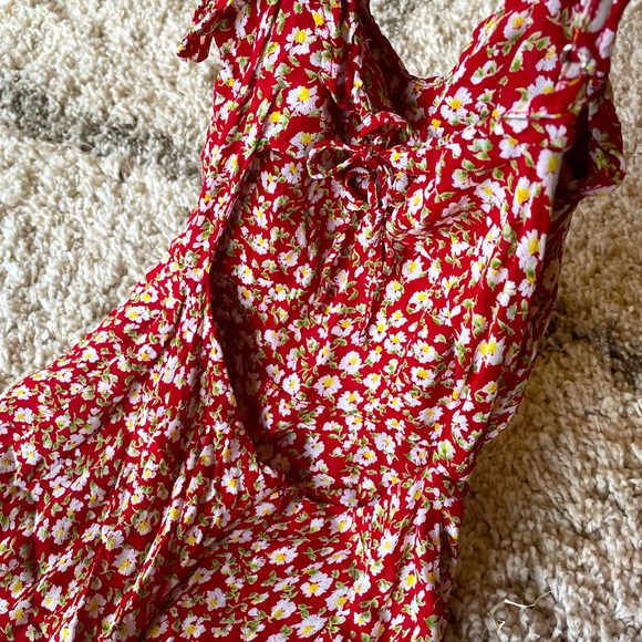 Reformation Red Floral Cut-Out Jumpsuit - Picture 10 of 12